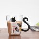 Cute Kitty Glass Water Cup Cat Tail Handle Mug Milk Tea Coffee Fruit Juice Mug