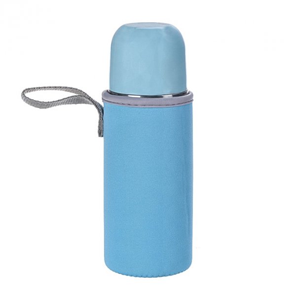 Clear Plastic Water Cup Bottle Portable Bag Light Blue