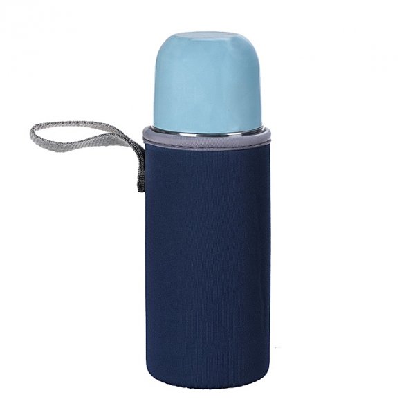 Clear Plastic Water Cup Bottle Portable Bag Dark Blue